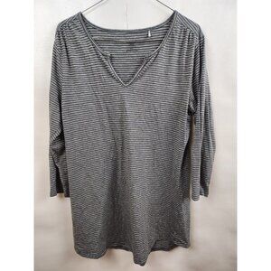 Toad & Co Gray White Striped 3/4 Sleeve Casual Lightweight Top Size Large